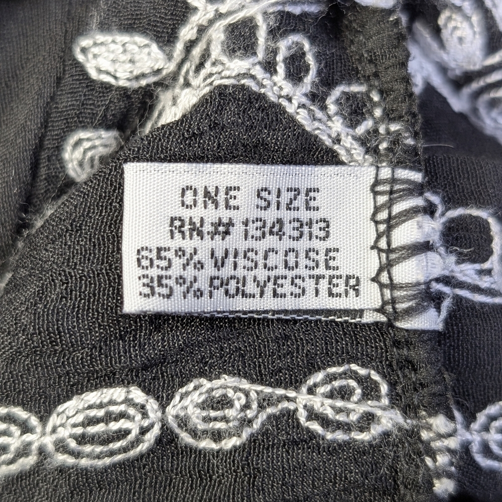 Sheer Black Embroidered Kimono Cardigan | Floral Stitch Detail | One Size - Picture 7 of 7